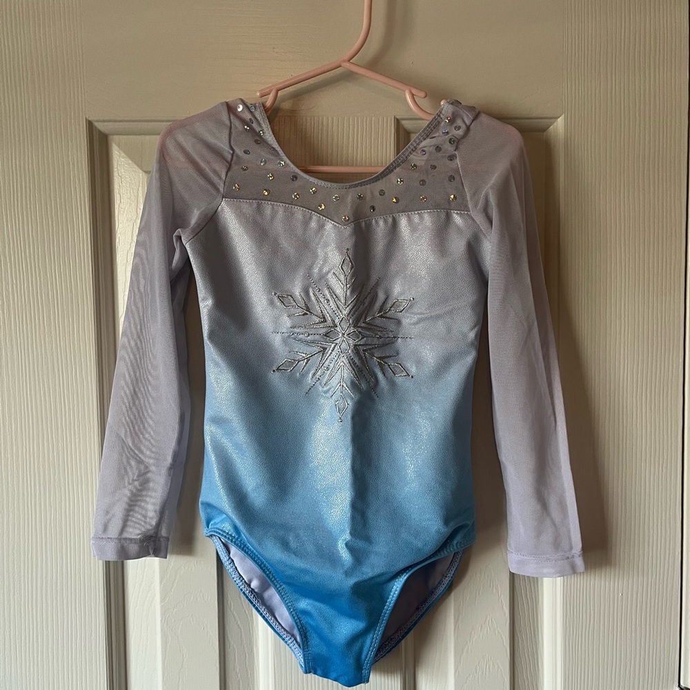 Blue and Silver Long Sleeve Leotard